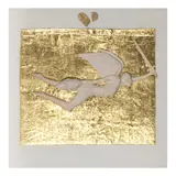 David Bender, Every Tom, Dick & Harvey, 2022, acrylic, clay and gold leaf on burlap on panel