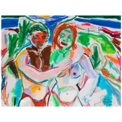 Gio Black Peter, Night at the Lake, 2023, acrylic, pastel and colored pencil on paper