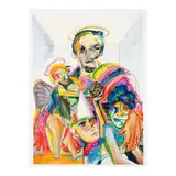 Gregory Malphurs, Tribe, 2021, oil, pastel, charcoal and pencil with printed paper collage on paper