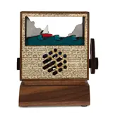 Aaron Kramer, The Journey, 2025, laser-cut and painted wood automaton construction