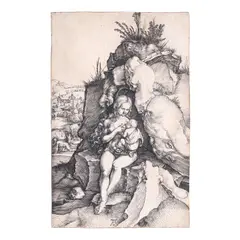 The Penance of St. John Chrysostom (Bartsch 63, Meder, Hollstein 54, Schoch Mende Scherbaum 7), 1496 by Albrecht Durer, Engraving on laid paper with indecipherable watermark, Meder's state d (of f), sold Oct 2025
