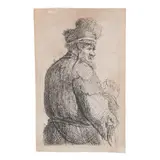 Rembrandt Harmensz van Rijn, Old Man Seen From Behind, Profile Right: Half-Figure (Barstch, Hollstein 143, Hind 41c, New Hollstein 33a)