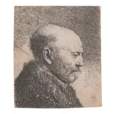 Rembrandt Harmensz van Rijn, Bald Headed Man in Profile Right: The Artist's Father (?) (Bartsch, Hollstein 292, Hind 23, New Hollstein 62)