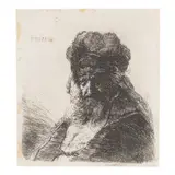 Old Bearded Man in a High Fur Cap, with Eyes Closed (Bartsch, Hollstein 290, Hind 130, New Hollstein 148) by Rembrandt Harmensz van Rijn, c. 1635, Etching on laid paper backed with japon, New Hollstein's second state (of 4), sold Oct 2025