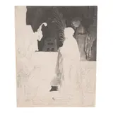 The Artist Drawing From the Model (Bartsch, Hollstein 192, Hind 231, New Hollstein 176) by Rembrandt Harmensz van Rijn, c. 1639, Etching on laid paper, New Hollstein's third state (of 4), trimmed to the platemark, sold Oct 2025