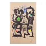 La Conversation (Mourlot 588) by Joan Miró, 1969, Lithograph in colors on hessian pasted against Mandeure chiffon (as issued), sold Oct 2025