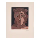 Pablo Picasso, Jeune homme couronné de feuillage (Bloch 1087, Baer 1307), 1962, Linocut in colors on Arches paper