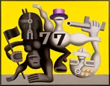 Hans Ticha, Polit-Zirkus, 1982, Öl auf Leinwand