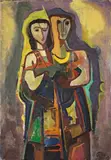Paar, reich gewandet by Karl Hofer, 1954, Öl auf Leinwand, sold Jun 2010