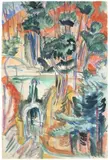Taunuslandschaft mit Brücke by Ernst Ludwig Kirchner, 1916, Aquarell über Kreide auf Velin, sold Jun 2009