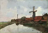 Lesser Ury, Holländischer Kanal mit Mühle