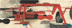 Neo Rauch, Vororte, 1995, Öl, Gouache und Wachskreide auf Papier
