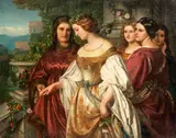 Amalie Bensinger, Margarethas Sehnsucht (aus Joseph Victor von Scheffels „Trompeter von Säckingen“), 1856, Öl auf Leinwand. Doubliert