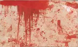 Hermann Nitsch, Wiener Secession, 1987, Öl und Blut auf strukturiertem Karton auf Leinwand