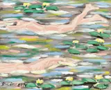 Salomé, Schwimmer IV.“, aus der Serie „Graue Schwimmer und Seerosen, 2009, Acryl auf Leinwand
