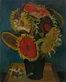 Josef Scharl, Sonnenblumen, 1935, Öl auf Leinwand. Randdoubliert
