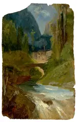 Carl Blechen, Erinnerung an Amalfi, 1835, Öl auf Papier (aus einem Skizzenblock)