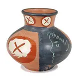 Face in Profile by Pablo Picasso, 1953, Turned vase of red earthenware clay, engobe and paraffin decoration, partial brushed glaze, sold Mar 2015