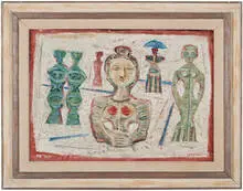 Massimo Campigli, Untitled (Figures), 1960, Oil on canvas