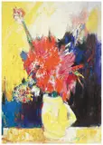 Bernard Lorjou, Yellow Vase with Red Flowers, c. 1966, Oil on canvas
