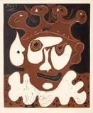 Tête de Bouffon, Carnaval by Pablo Picasso, 1965, Color linocut print on Arches paper, sold Mar 2015