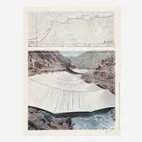 Christo, Over the River, Project for the Arkansas River, 1993, offset lithograph in colors