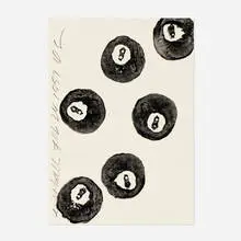 Eightballs by Donald Sultan, 1997, watercolor on paper, sold Sep 2022