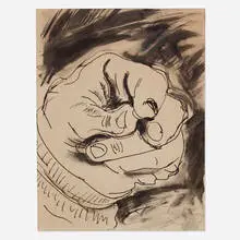 Hand by Mark di Suvero, ink on paper, sold Sep 2022