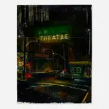 Nathan Ziedman, Highland Theater, 2014, oil on canvas mounted to Masonite (triptych)
