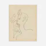 Jean Cocteau, Profil de faune, c. 1957, graphite on paper