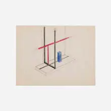 Burgoyne Diller, Study for Sculpture, c. 1940, graphite and colored pencil on paper