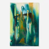Joseph Meierhans, Blue and Yellow Composition, oil on Masonite