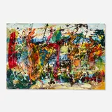 Joseph Meierhans, Abstract Composition wtih Red, oil on Masonite