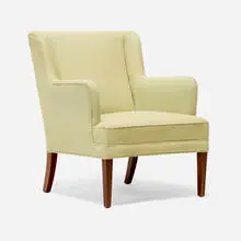 Frits Henningsen, Lounge chair, c. 1950, upholstery, mahogany