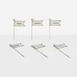 Adolph Scott Ltd., Edward VIII hors d'oeuvres flags, set of six, silver, plastic