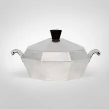 Jeanne Bouillet, Covered bowl, c. 1935, silver-plated metal, ebony