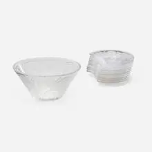 Marc Lalique, Chardons bowl and plates, set of ten