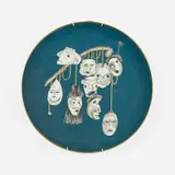 Arrigo Finzi, Charger with masks, c. 1955, hand-painted porcelain