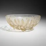 René Lalique, Gui No. 2 (Mistletoe) bowl, clear glass with sepia patina