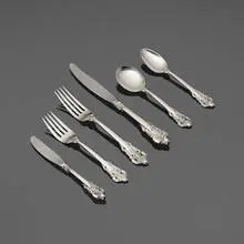 William S. Warren for Wallace Silversmiths, Grande Baroque flatware service, sterling silver, stainless steel