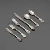 William S. Warren for Wallace Silversmiths, Grande Baroque flatware service, sterling silver, stainless steel