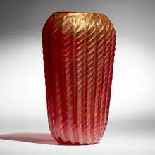 Murano, Vase, glass with gold inclusions