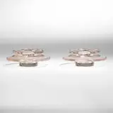 René Lalique, Ricquewihr candle holders, pair, clear glass with remnants of sepia patina