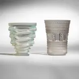 Vases, set of two by René Lalique, clear and frosted glass, sold Jan 2026