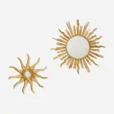 Starburst wall mirrors, set of two by 20th Century, gilt wood, mirrored glass, sold Jan 2026