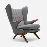 Svend Skipper, Wingback easy chair, model 91, wool upholstery, teak