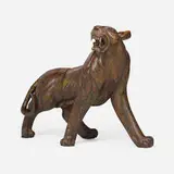 Southeast Asian, Monumental roaring tiger, carved and painted wood
