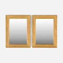 Art Déco, Wall-hanging mirrors, pair, c. 1925, carved and gilt wood, mirrored glass