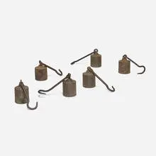 scale weights, set of six by Industrial, c. 1900, steel, sold Jul 2016