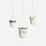 Nancy Jurs, hanging pots, set of three, c. 1976, glazed stoneware, cord